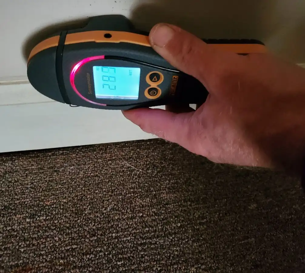 Moisture detection at baseboard during Sewage Cleanup & Sanitation in Maidencreek